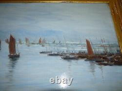 Magnificent Antique Oil Painting Marine From Maurice Current 1892