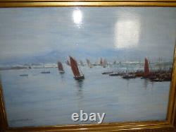 Magnificent Antique Oil Painting Marine From Maurice Current 1892