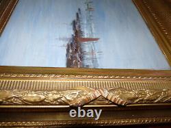 Magnificent Antique Oil Painting Marine From Maurice Current 1892