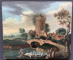 Magnificent Oil Painting Romantic Landscape Painting On Wooden Panel Xixth