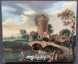 Magnificent Oil Painting Romantic Landscape Painting On Wooden Panel Xixth