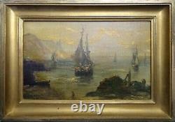 Magnificent Painting / Oil On Canvas Signed. Marine, Sailing Boats 19th