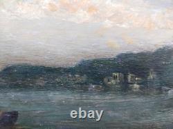 Magnificent marine oil painting signed TM Muller 21 x 40 cm