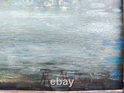 Magnificent marine oil painting signed TM Muller 21 x 40 cm