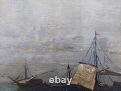 Magnificent marine oil painting signed TM Muller 21 x 40 cm