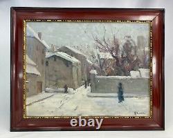 Marceau Gattaz (1901-1993) Beautiful Landscape Painting Snow H/p Isere Voiron Frame