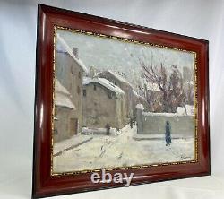 Marceau Gattaz (1901-1993) Beautiful Landscape Painting Snow H/p Isere Voiron Frame