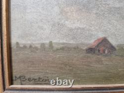 Marcel Bertoin (1897-1983) oil on panel Scene mill gilded wood frame