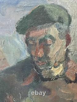Marcel Pouget (1923-1985) Oil on wood panel Signed Portrait 1943