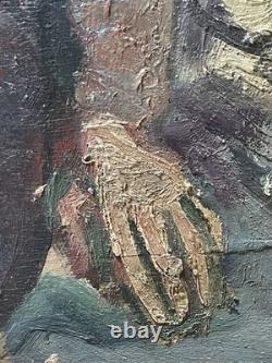 Marcel Pouget (1923-1985) Oil on wood panel Signed Portrait 1943