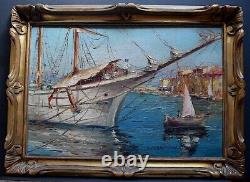 Marine Boat Les Martigues Cote D Azur Provence Signed C Giraudon XX