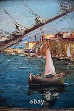 Marine Boat Les Martigues Cote D Azur Provence Signed C Giraudon XX