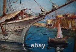 Marine Boat Les Martigues Cote D Azur Provence Signed C Giraudon XX