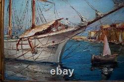 Marine Boat Les Martigues Cote D Azur Provence Signed C Giraudon XX