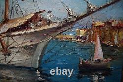 Marine Boat Les Martigues Cote D Azur Provence Signed C Giraudon XX