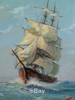 Marine Boat Old Sail Voilier Signed Nard XX Ref 1