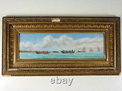 Marine Hsp Xix° Trailer Regatta Basque Country Old Painting Old Frame