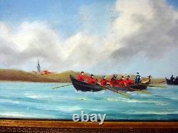 Marine Hsp Xix° Trailer Regatta Basque Country Old Painting Old Frame