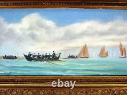 Marine Hsp Xix° Trailer Regatta Basque Country Old Painting Old Frame