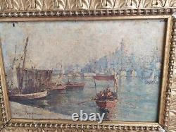 Marine Oil On Wood Signs August Panon 1908 The Port Of Marseille