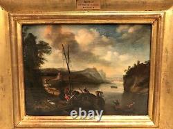 Marine Painting Oil On Wood Early 19th Century