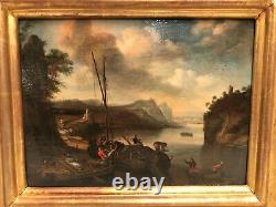 Marine Painting Oil On Wood Early 19th Century