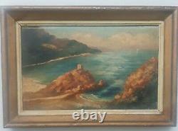 Marine Painting On Wood Landscape Signed Franck