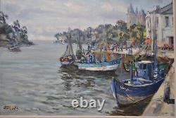 Marine Painting Painting Brittany Port Breton Robert Planes Frame Wood Carved