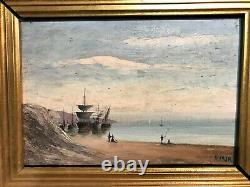 Marine Painting Signed Mayor Oil On Wood Period 19th Century