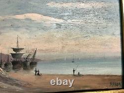 Marine Painting Signed Mayor Oil On Wood Period 19th Century