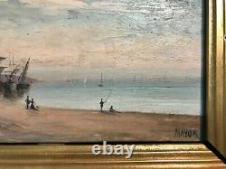 Marine Painting Signed Mayor Oil On Wood Period 19th Century