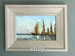 Marine Painting by Louis Bissinger Oil on Wood 1939