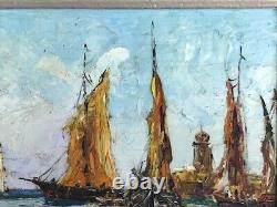 Marine Painting by Louis Bissinger Oil on Wood 1939