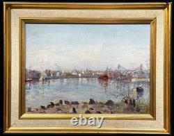 Marine Painting of the Port of Nantes by Christianne Viollet-Le-Duc, 1921