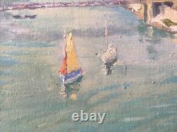 Marine, River Of Bonot(morbihan) Oil On Wood, Signed Lemaitre