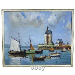 Marine and Ships by R. Dumont Summer 1956 Oil on Wood Panel