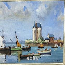 Marine and Ships by R. Dumont Summer 1956 Oil on Wood Panel