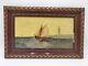Marine Painting By J. H. Allemand Oil On Wood Hsb Xix Boats Landscape Marseille 6m