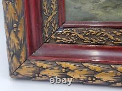 Marine painting by J. H. ALLEMAND Oil on wood HSB XIX boats landscape Marseille 6M