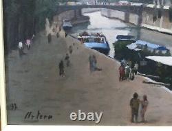 Mario Platero (1942-2002), Paris Quays, Oil On Wood, F. 38.5 X 29.5 CM