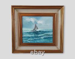 Maritime Painting, Marine, Sailboat at Sea, Old Oil Painting Signed