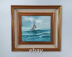 Maritime Painting, Marine, Sailboat at Sea, Old Oil Painting Signed