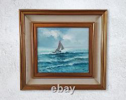 Maritime Painting, Marine, Sailboat at Sea, Old Oil Painting Signed