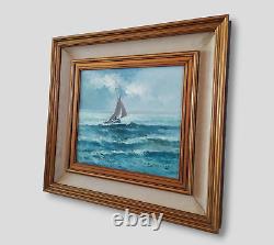 Maritime Painting, Marine, Sailboat at Sea, Old Oil Painting Signed