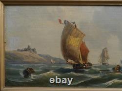Maritime scene and sailboats, late 19th century, in the style of Kuwasseg, signature illegible