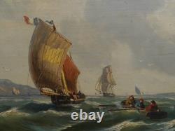 Maritime scene and sailboats, late 19th century, in the style of Kuwasseg, signature illegible