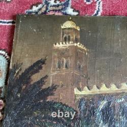 Marrakech Koutoubia Mosque Oil on Panel, To Be Identified, 1939, Fine Condition, Rare