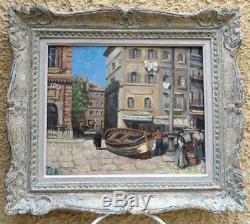 Marseille 1920. Old Animated Port. Large & Luminous Impressionist Painting