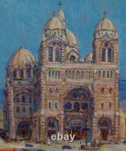 Marseille 1930 La Major & La Joliette. Grand & Bright Impressionist Painting