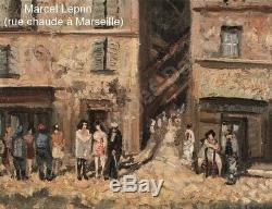 Marseille Vieux Port 1920. Table Bright Impressionist. Marcel Leprin